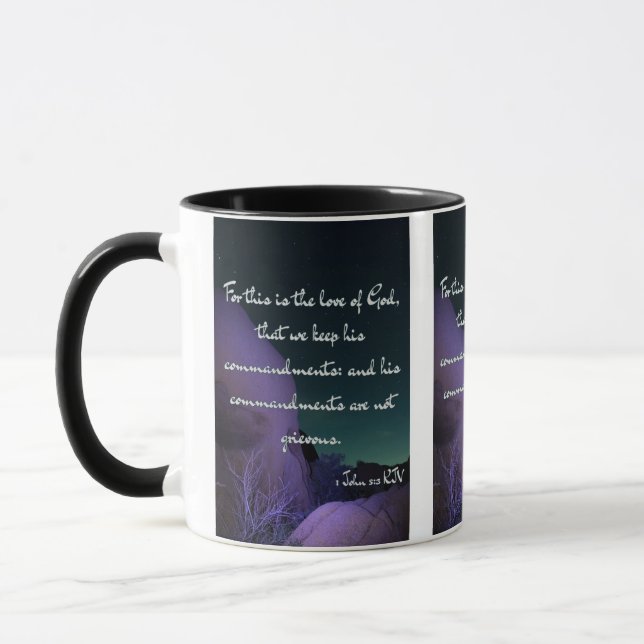 Taza 1 Juan 5:3 KJV Biblia Verse Pic Mug De Dos Tones (Izquierda)