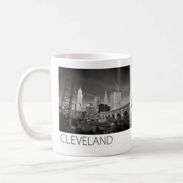 Taza - #1 negro y blanco de Cleveland (Izquierda)