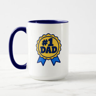 Taza #1 Papá Papá Número Uno Azul Cinta Minimalista Pre