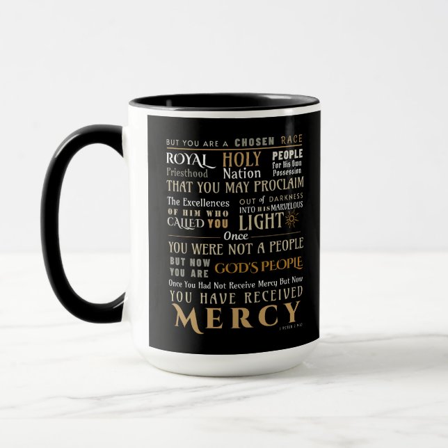 Taza 1 Peter 2:9-10 Mug de escrituras (Izquierda)