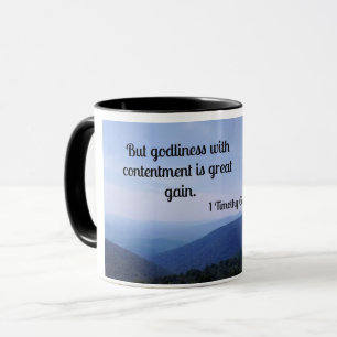 Taza 1 Timothy 6:6 Pero la aversión con el contento es