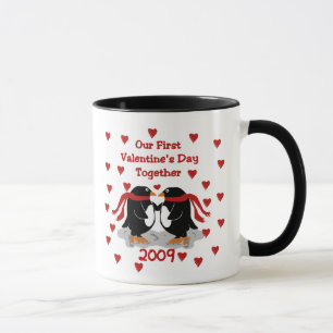 Taza 1r día de San Valentín 2009 del pingüino