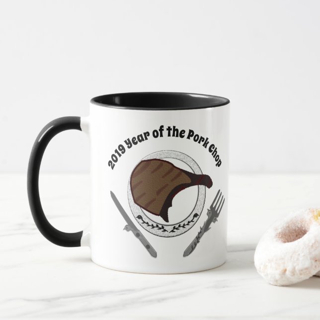 Taza 2019 Año de la pelota de cerdo (Con donut)