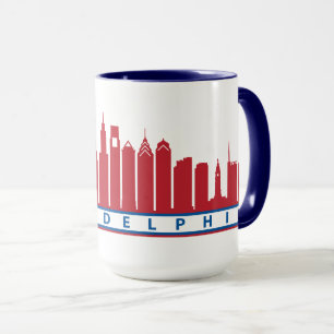 Taza 2019 del horizonte de Philly en blanco y azul