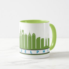 Taza 2019 del horizonte de Philly en cal y gris