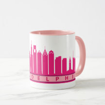 Taza 2019 del horizonte de Philly en rosa