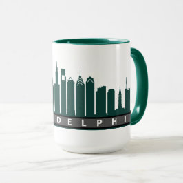 Taza 2019 del horizonte de Philly en verde