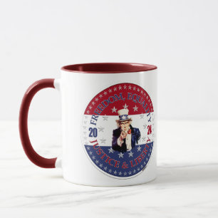 Taza 2024 Libertad Igualdad Justicia Libertad Rojo Azul