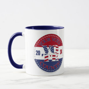 Taza 2024 Tu voto cuenta USA Bandera V O T E!