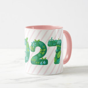 Taza 2027 Feliz Año Nuevo Ecológico Verde Lumbar 