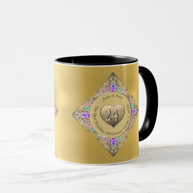 Taza 24.º aniversario de Opal Boda Mug (Anverso derecho)