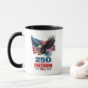 Taza 250 Años De Libertad Águila Patriótica Bandera Ame