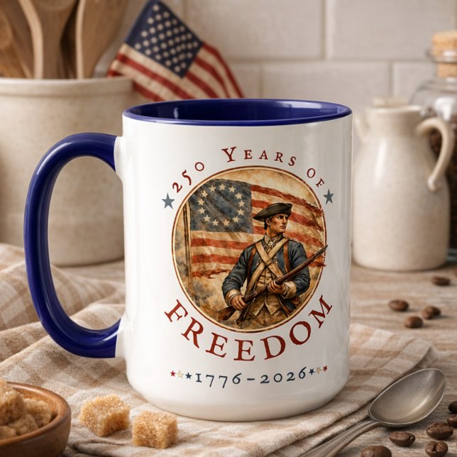 Taza 250th Anniversary Revolutionary Soldier Freedom (Subido por el creador)
