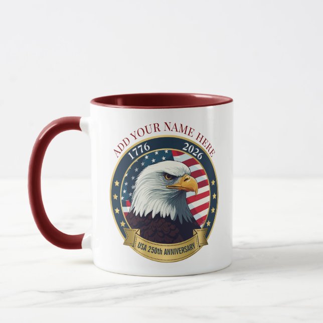 Taza 250th Anniversary USA Patriotic | 1776–2026 (Izquierda)