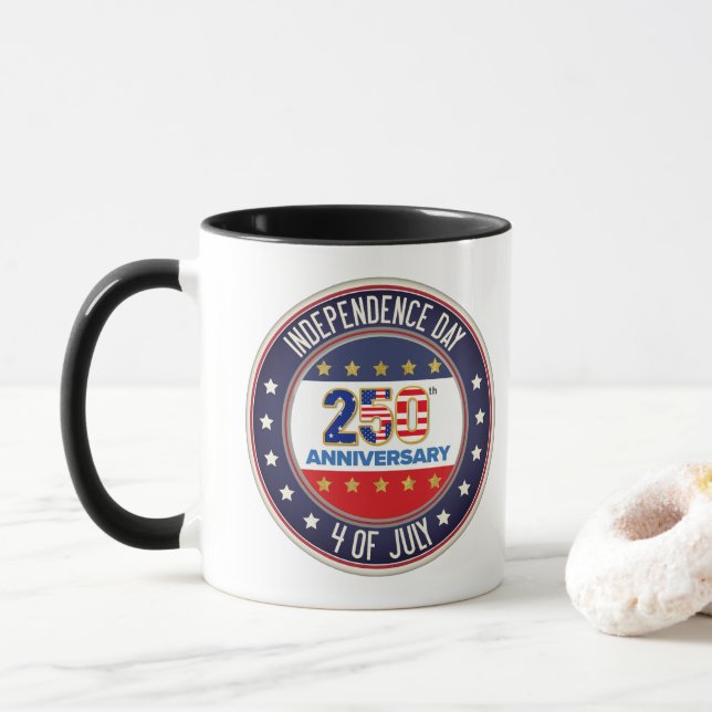 Taza 250th Anniversary USA Patriotic | 1776–2026 (Con donut)