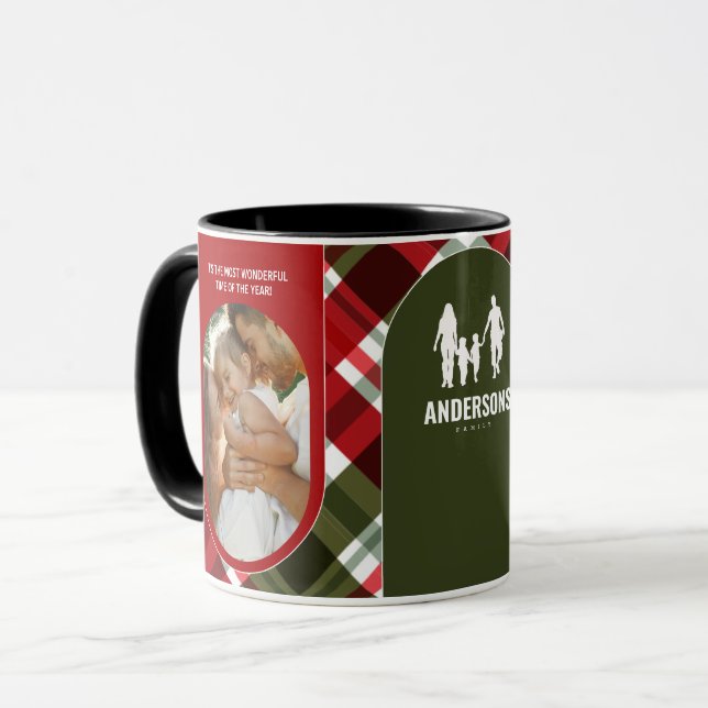 Taza 2.º Personalizado Stewart Tartan, Clan Verde Rojo (Anverso izquierdo)