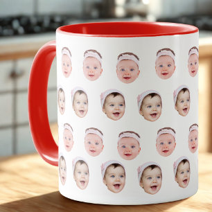 Taza 2 fotos Mug, foto personalizada de la cara del beb