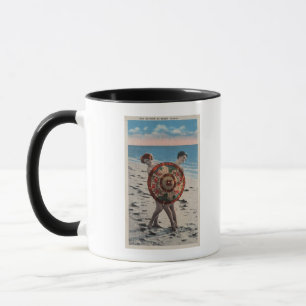 Taza 2 mujeres que toman el sol y paraguas asiático, l