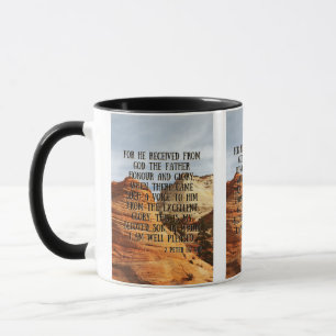 Taza 2 Peter 1:17 Biblia Verse Mug de dos tonos