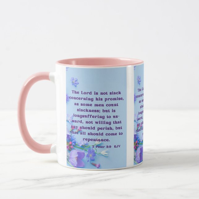 Taza 2 Peter 3:9 KJV Bible Scripture Pic Two-Tone (Izquierda)