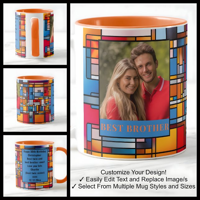 Taza 30.º cumpleaños Brother StainGlass Photo Mug 008 (Subido por el creador)