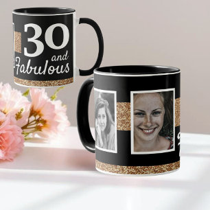 Taza 30 y Fabulous Gold Purpurina 2 Foto 30 cumpleaños