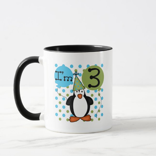 Taza 3.ª camiseta y regalo de cumpleaños del pingüino (Izquierda)