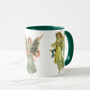 Taza 3 ángeles victorianos diferentes, Navidad vintage