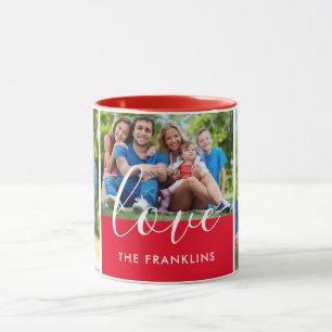 Taza 3 Collage de Fotos Nombre de Familia Personalizado