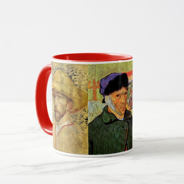 Taza 3 diferentes pinturas de Van Gogh Self Retrait (Anverso izquierdo)