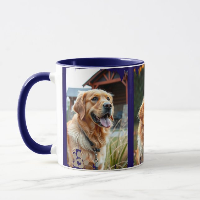 Taza 3 Dog Photos Heart Pawprints Gift (Izquierda)