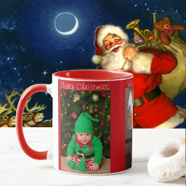 Taza 3 Foto Feliz Navidad con regalo de nombres de niño