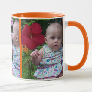 Taza 3 Grandes fotos Naranja fondo fácil de cargar