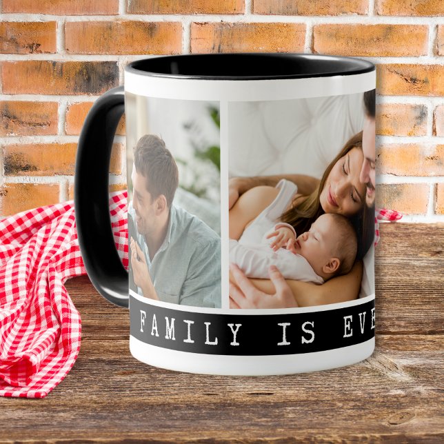 Taza 3 imágenes de la familia multiCollage de fotos pre (
Multi Photo Collage Family Quote Mug - Design your own coffee cups with  family pictures on them.)