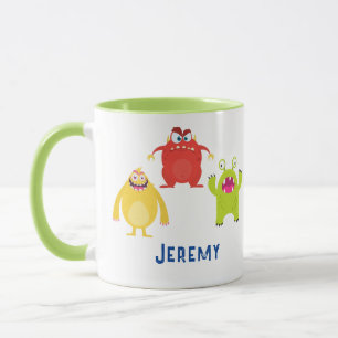Taza 3 monstruos graciosos Personalizados, nombre del n
