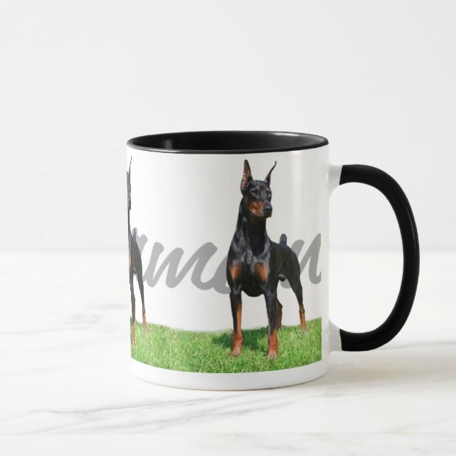 Taza 3 Pinschers negros del Doberman con el gráfico del (Derecha)