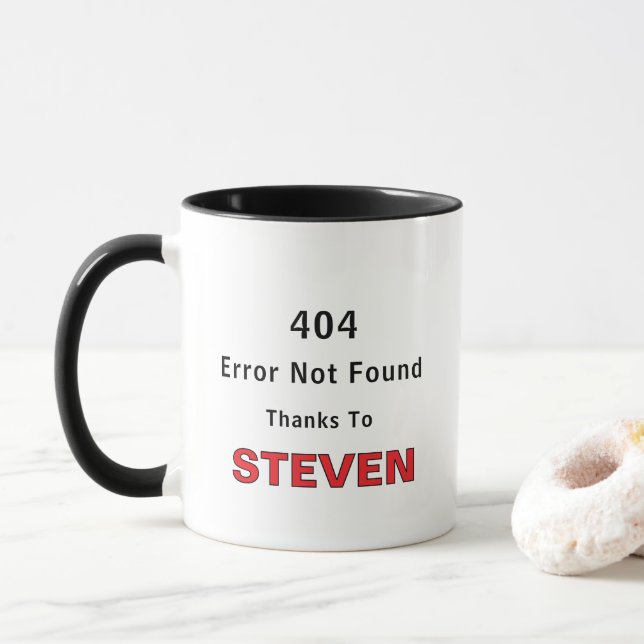 Taza 404 Error No Encontrado Gracias Al Nombre Personal (Con donut)