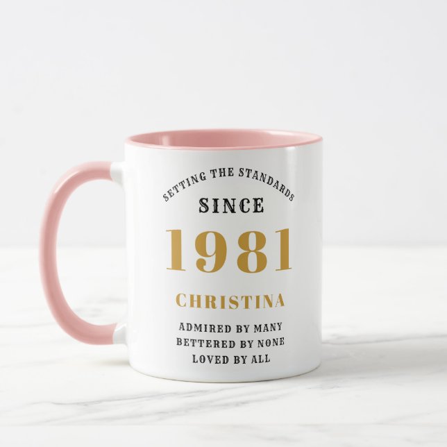 Taza 40.º cumpleaños 1981 Personalizado de la Dama de O (Izquierda)