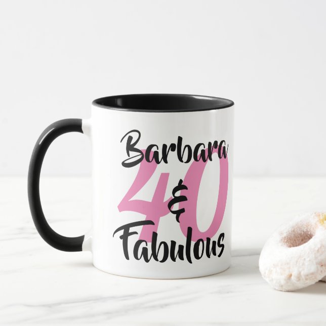 Taza 40 y fabuloso cumpleaños personalizado (Con donut)