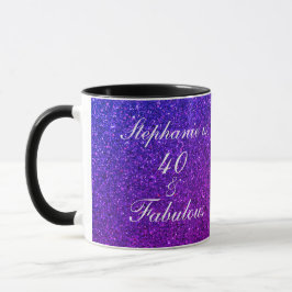Taza 40 Y Fabuloso Purpurina Púrpura Rosa De Cumpleaños