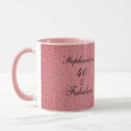 Taza 40 Y Fabuloso Rosa De Cumpleaños Rosa, Cuta De Rub