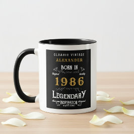 Taza 40th Birthday 1986 Legend Retro Black Personalized