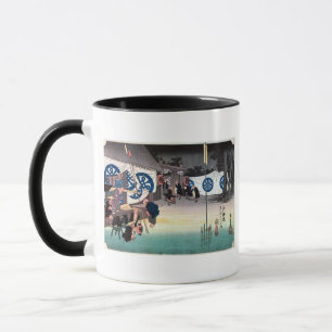 Taza 48. 関宿, 広重 Seki-juku, Hiroshige, Ukiyo-e