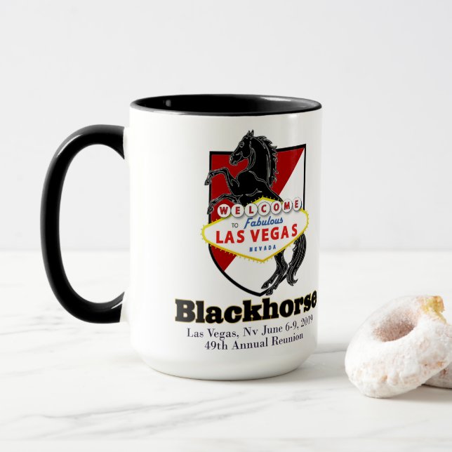Taza 49.º Café Conmemorativo De Reunión De Caballo Negr (Con donut)