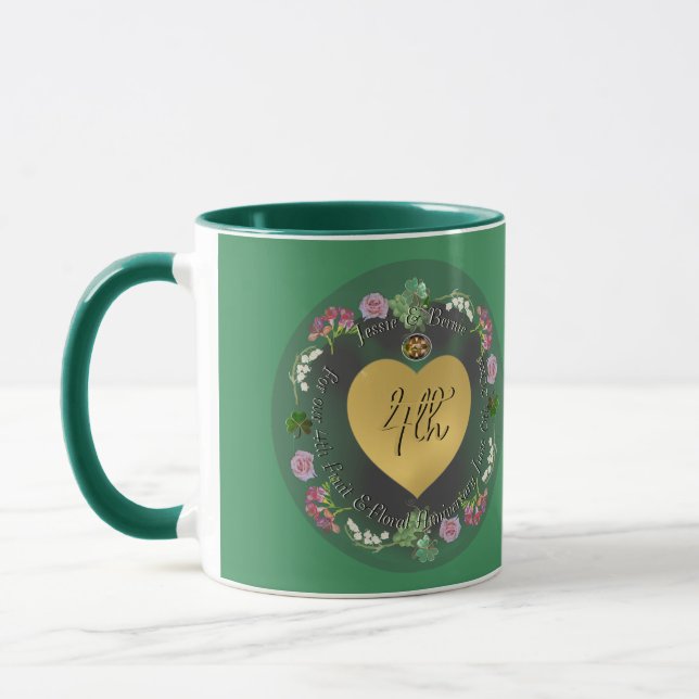 Taza 4.º Aniversario del Boda Fruta y Floral (Izquierda)