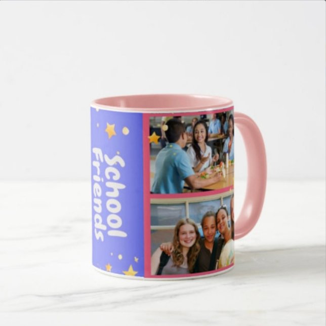 Taza 4 Collage de fotos Escuela Amigos Mug (Subido por el creador)