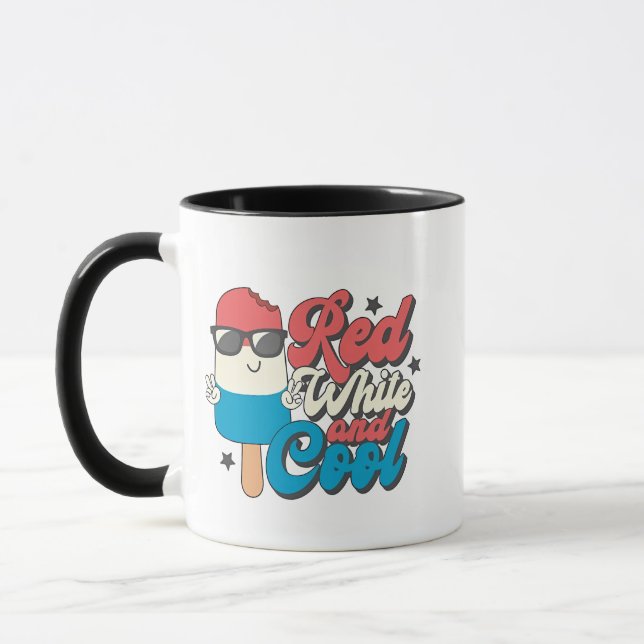 Taza 4 De Julio Blanco Rojo Y Popsias Guay (Izquierda)
