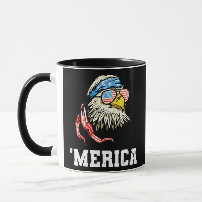 Taza 4 De Julio Merica Bandera De Estados Unidos Águila (Izquierda)