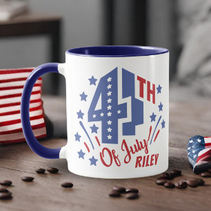 Taza 4 de julio Nombre personalizado rojo blanco y azul
