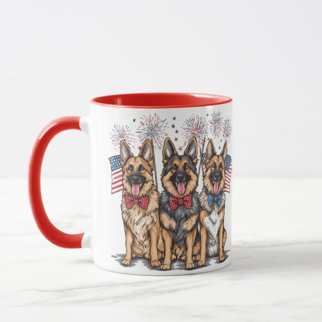 Taza 4 De Julio Perros Pastores Alemanes (Izquierda)